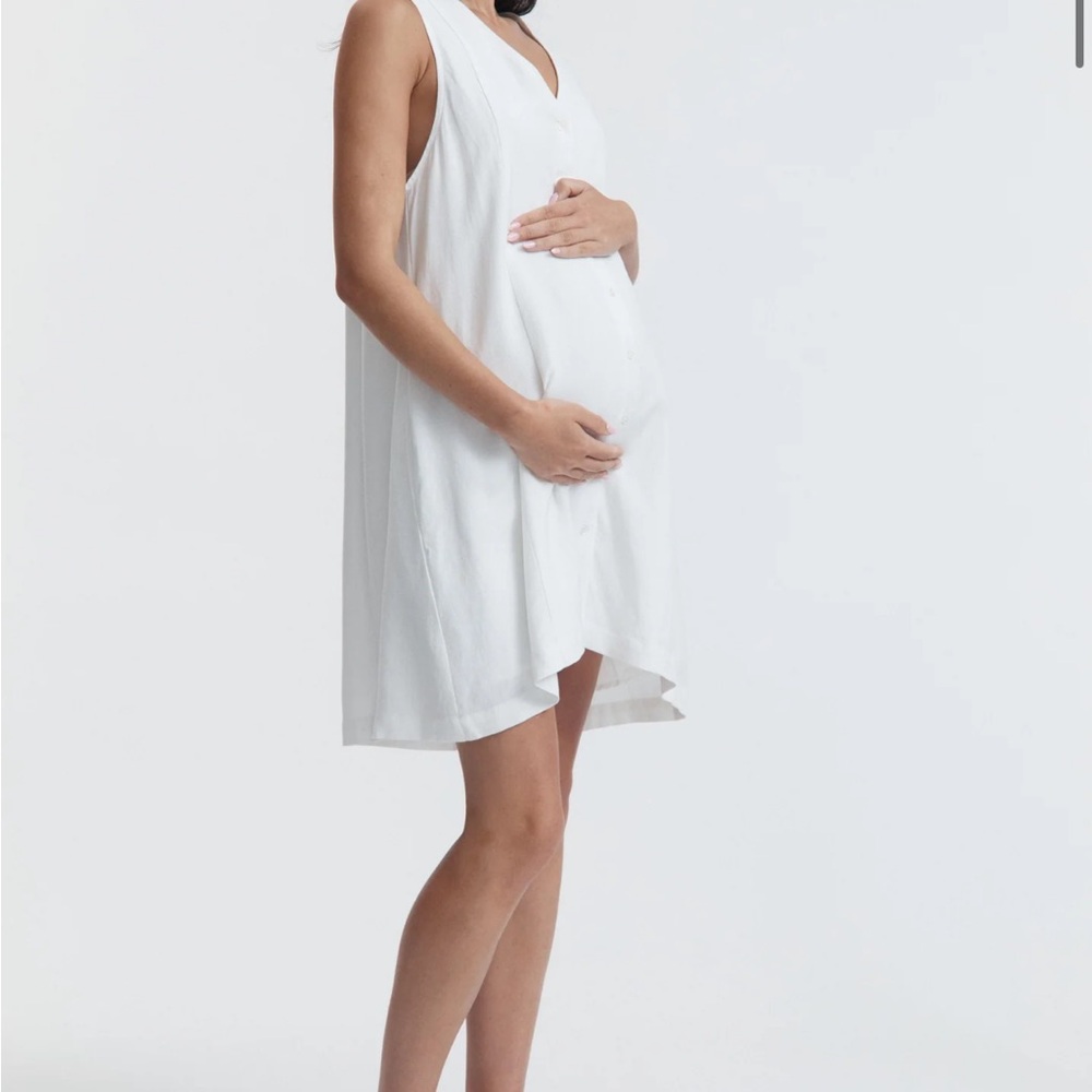 Legoe Heritage  White linen Maternity Dress